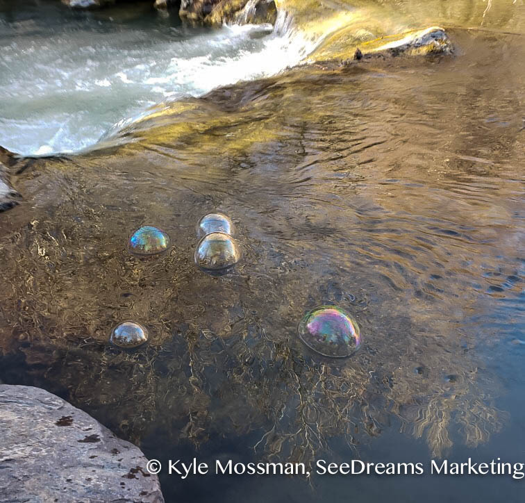 Bubbles at The River, Kyle Mossman SeeDreams Marketing Taos, NM